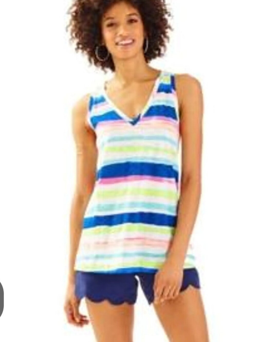 Lilly Pulitzer Striped V-Neck Tank in Blue, Pink & Green
